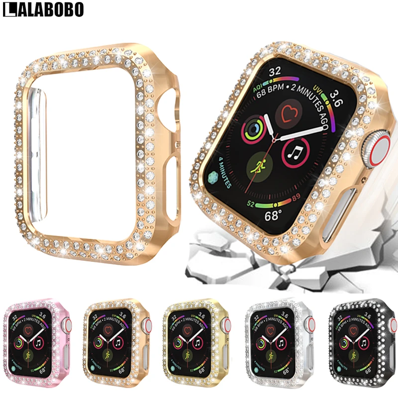 Двухрядный чехол с блестящими кристаллами для apple watch series 5 4 3 2 1 шт. защитный
