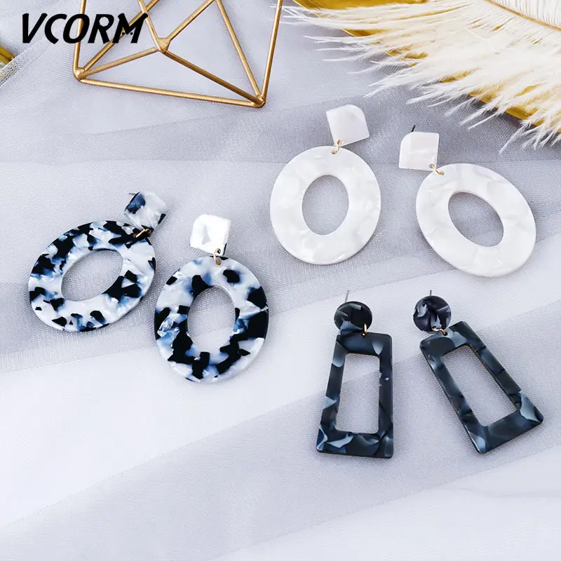 Новые корейские большие акриловые висячие серьги VCORM для женщин 2019 ювелирные