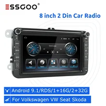Essgoo 2G 32G Android 9 Car Radio Stereo 2 Din 8 inch Autoradio GPS Navigation Multimedia Player For Volkswagen VW Seat Skoda
