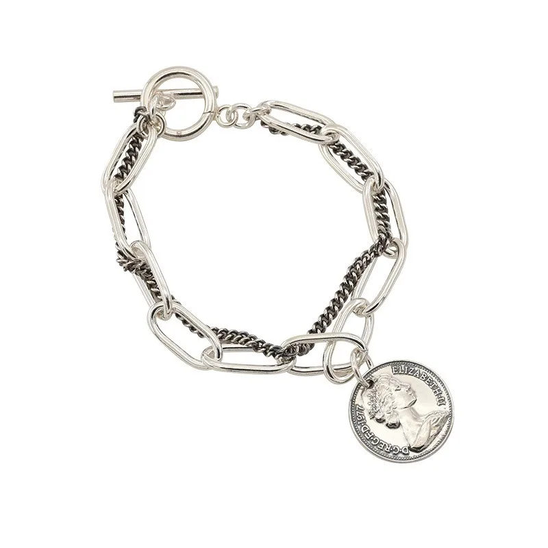 

Stainless Steel Chain Retro Portrait OT Buckle Bracelet for Women Men Personality Punk Bracelet Women's Titanium Steel Bracelet