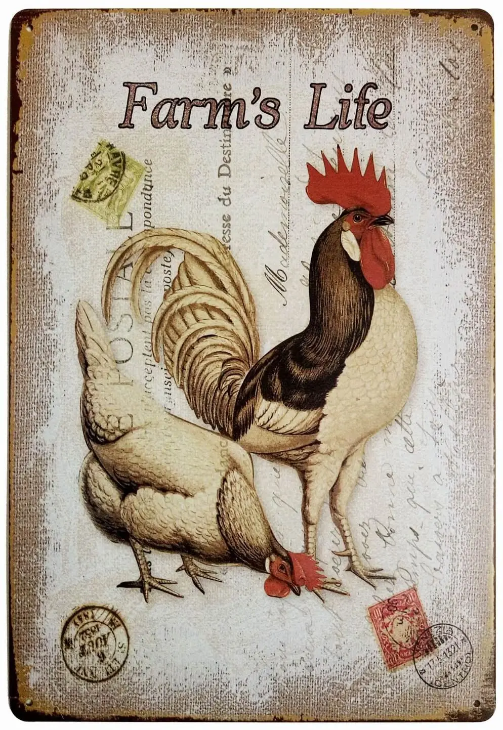 

ERLOOD Farm's Life Happy Chickens Retro Vintage Tin Sign 12 X 8