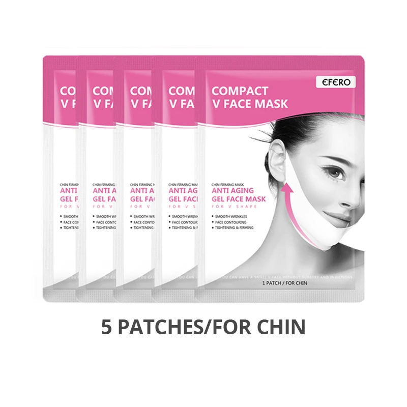 5 PCS Маска-лифтинг для лица V Форма для похудения маска для лица для подтягивания подбородка лица для похудения кожи затягивающая Гидрогелевая Очищающая маска красота уход - Цвет: 5 PCS