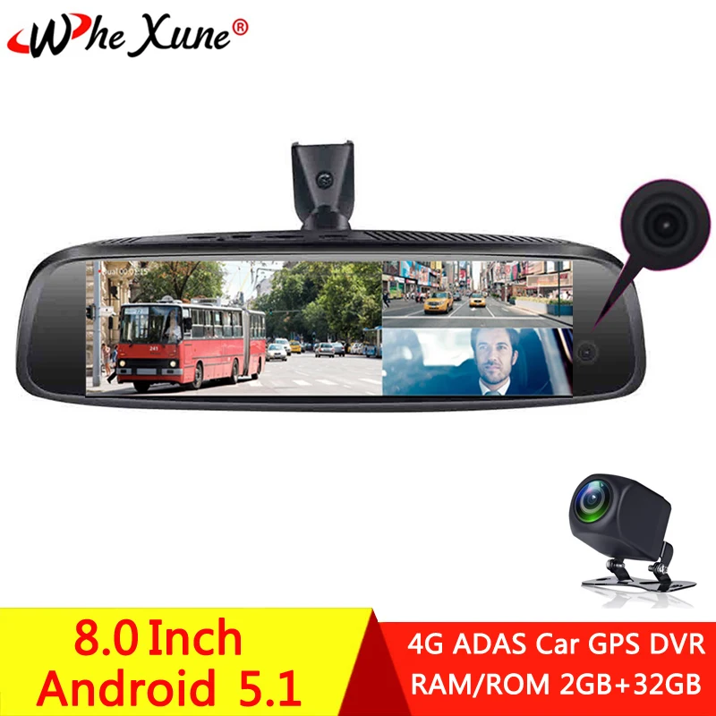 WHEXUNE 4G ADAS Full HD 1080P 3 камера Автомобильный видеорегистратор GPS навигация Android