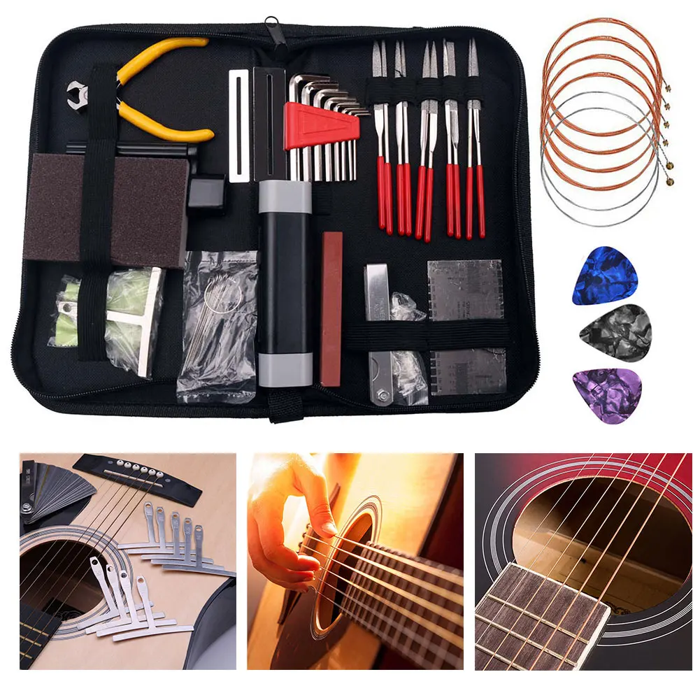 

1 Set Guitar Care Tool Metal Guitar Accessories Luthier Setup Repair Maintenance Tools Wrench Multifunctional Set Kit Luthier
