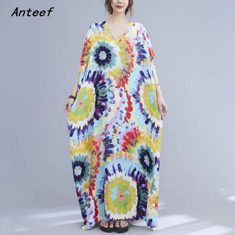 

Женское атласное винтажное платье с коротким рукавом, повседневное Свободное длинное пляжное платье макси, элегантная одежда 2022