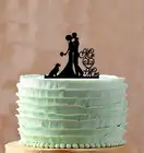 Силуэт пары, топпер для торта мистер и миссис, для невесты и жениха с собакой, индивидуальный Свадебный Топпер для торта, топпер для торта с собакой, Топпер для торта с D