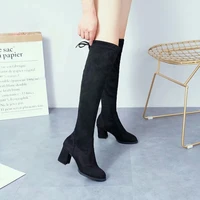 2021 new spring and autumn thick heel thin knee high boots thin knight womens boots 8 33