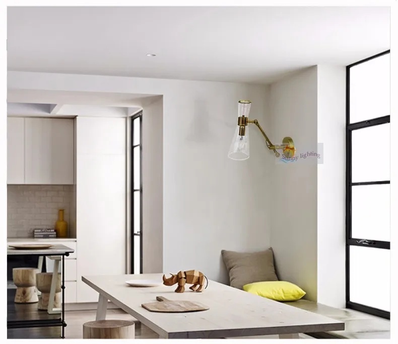 Modern Simple Glass Wall Lamp With Gold Copper Base Applique Murale Led aplique luz pared | Лампы и освещение