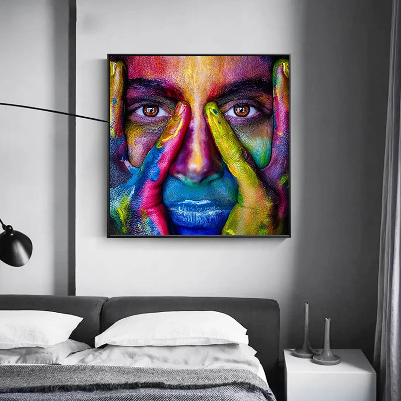 Современный с раскрашенным в яркие цвета граффити живопись холст настенные