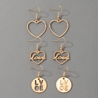 cute love heart dangle earrings geometric hollow initial love heart coin statement earrings drop for women teen girls jewelry