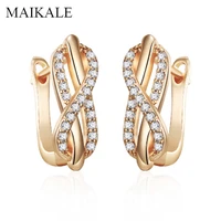 maikale geometric stud earrings inlay cubic zirconia infinity shape gold korean earrings for women fashion jewelry gifts