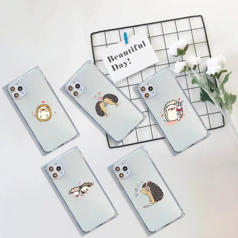 

Cute cartoon animal hedgehog Phone Case Transparent for iPhone 7 8 11 12 se 2020 mini pro X XS XR MAX Plus