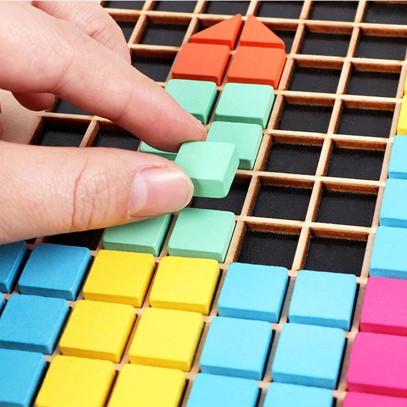 370 шт./компл. детская деревянная игрушка Монтессори с переменными пикселями