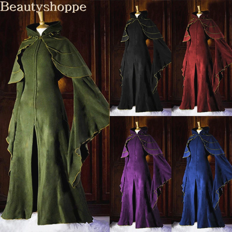 Женское винтажное платье в стиле стимпанк зимнее теплое макси до пола с