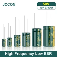 15 100pcs jccon aluminum electrolytic capacitor high frequency low esr 50v 1uf 4 7uf 10uf 22uf 47uf 100uf 220uf 330uf 470uf 680u