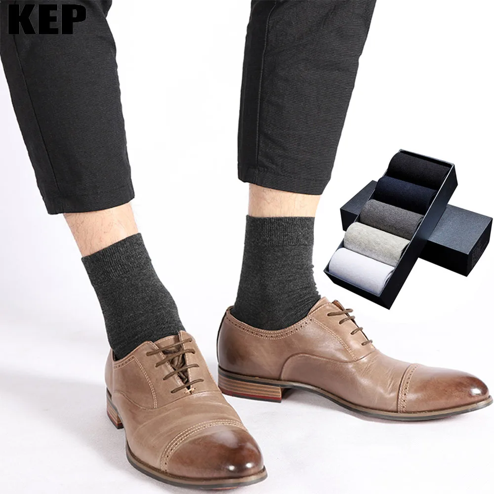 Мужские носки повседневные деловые хлопковые брендовые круглые черные белые