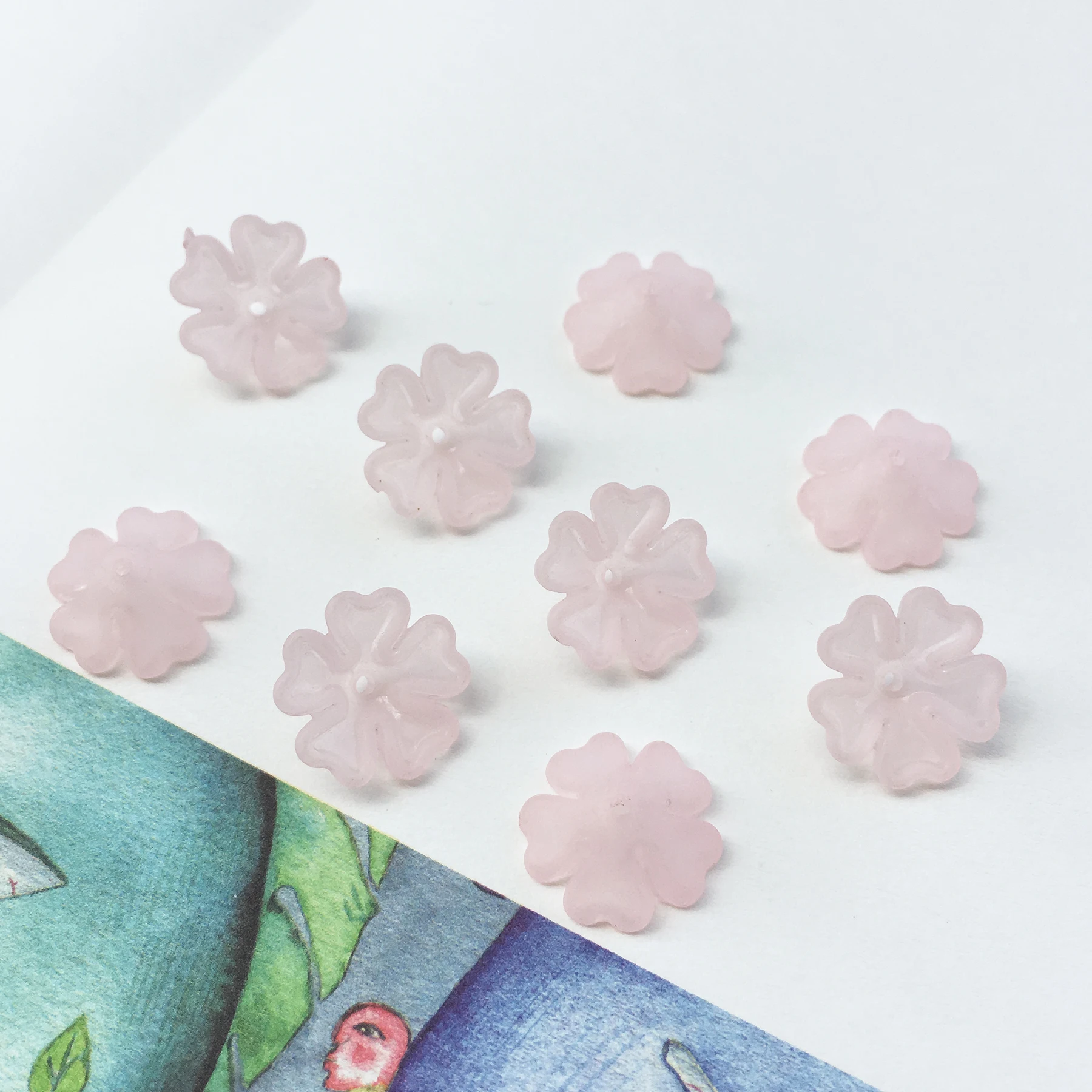 

10 Japanese color frosted cherry blossoms plastic acrylic DIY handmade hair accessories Earrings accessories