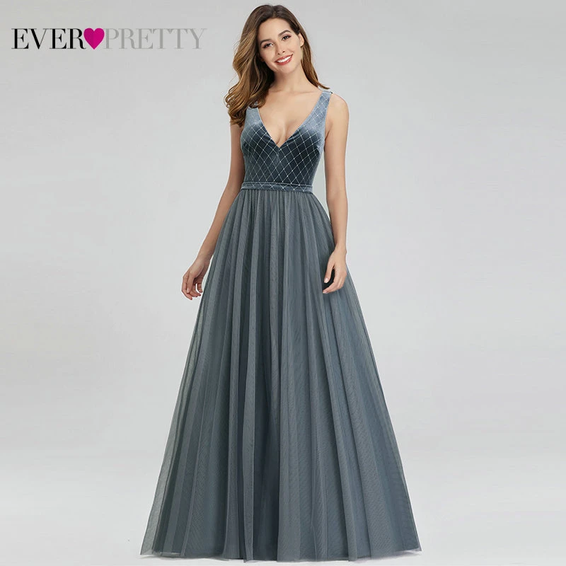 Robe De Soiree Ever Pretty Dusty Blue Вечерние платья велюровые элегантные блестящие вечерние платья с v-образным вырезом EP00999DN Vestido Comprido