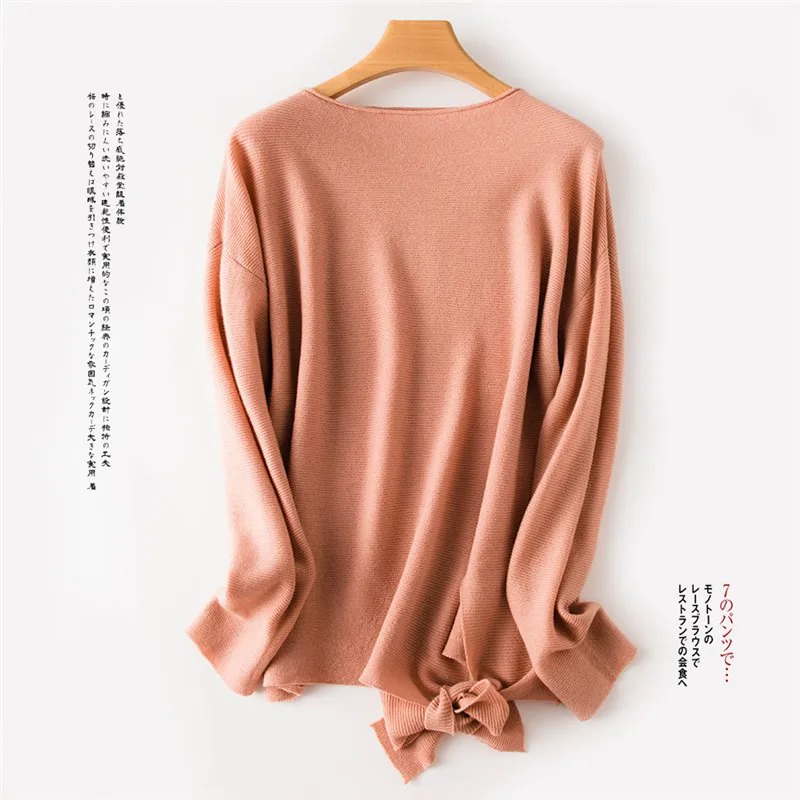 

Women's cashmere sweater women 2020 spring new solid color round neck wool knitwear casual pullover sweater Slash neck Tops