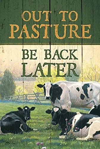 

Art Out to Pasture - Cows Metal Sign by Indoor Metal Wall Panel Retro Vintage Mural Dimensions 20x30 cm