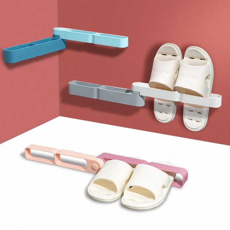 

Home Slipper Rack Wall-mounted Shoe Rack Rotatable Wall Non-perforated Behind The Door Shelf Shoe Organizer and Storage