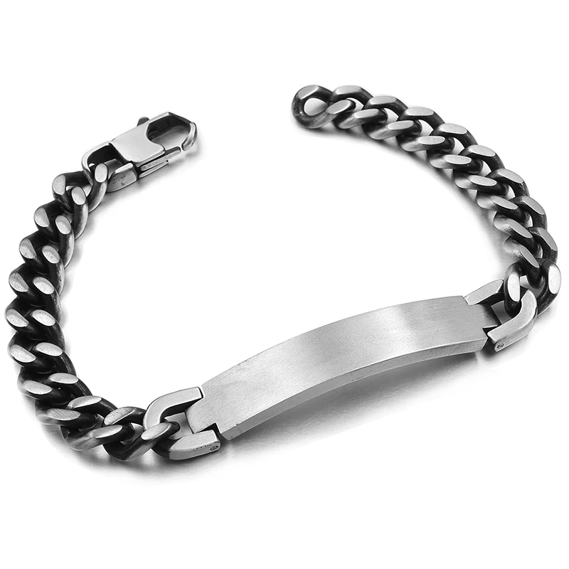 Gokadima нержавеющая сталь ID браслет для мужчин ювелирные изделия masculina pulseira, черный/розовое золото цвет Рок Панк вечерние подарок