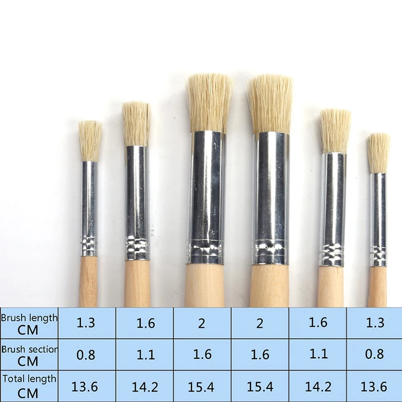 

New 6pcs wood rods bristle drawing hollow template brush acrylic oil brush Painting Brush Set Art Supplies