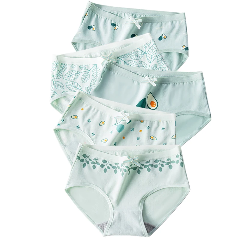 5 шт. женские хлопковые трусики с принтом