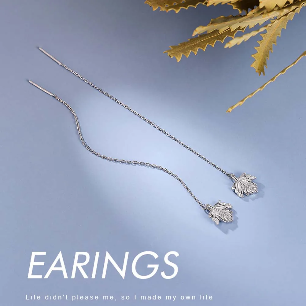 

ZEMIOR 925 Sterling Silver Earrings For Women Simple Tassel Maple Leaf Drop Earring Trendy Silver Fine Jewelry New Arrival