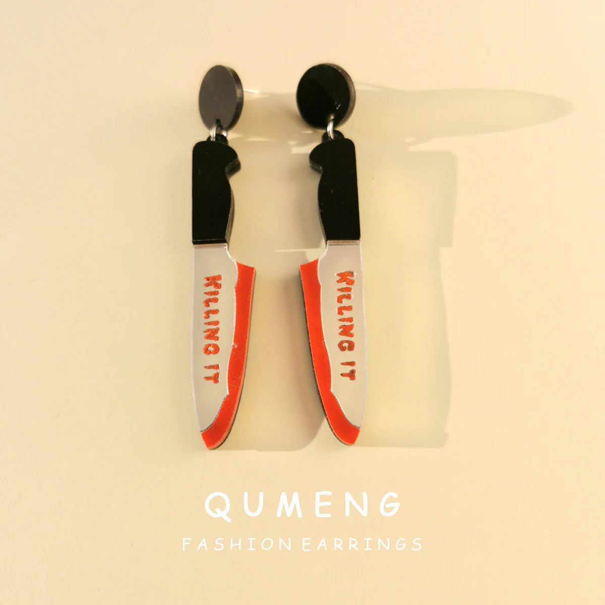 

Женские акриловые серьги-гвоздики QUMENG, в стиле панк, для косплея, с ножом крови, для Хэллоуина
