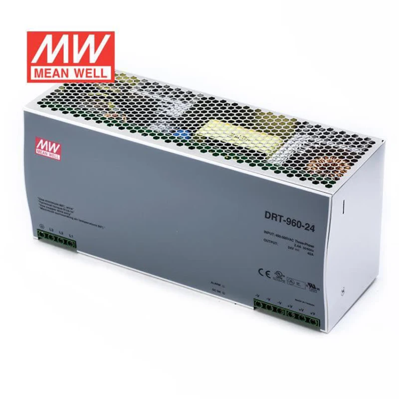Mean Well DRT 960 series meanwell DC 24 в 48 Вт трехфазный Промышленный источник питания на DIN
