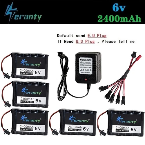 Teranty 6v 2400mah аккумуляторная батарея+ зарядное устройство для RC игрушечного автомобиля лодки пистолет Танк грузовик поезд RC модели-роботы 6v Ni-MH аккумулятор - Цвет: Светло-зеленый