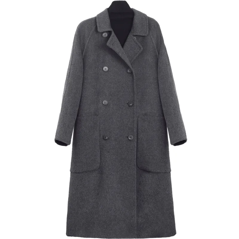 

Double Breasted Long Wool Coat For Women Autumn Winter Ladies Long Sleeve Elegant Outerwear Overcoat Jacket Vintage Korea Style
