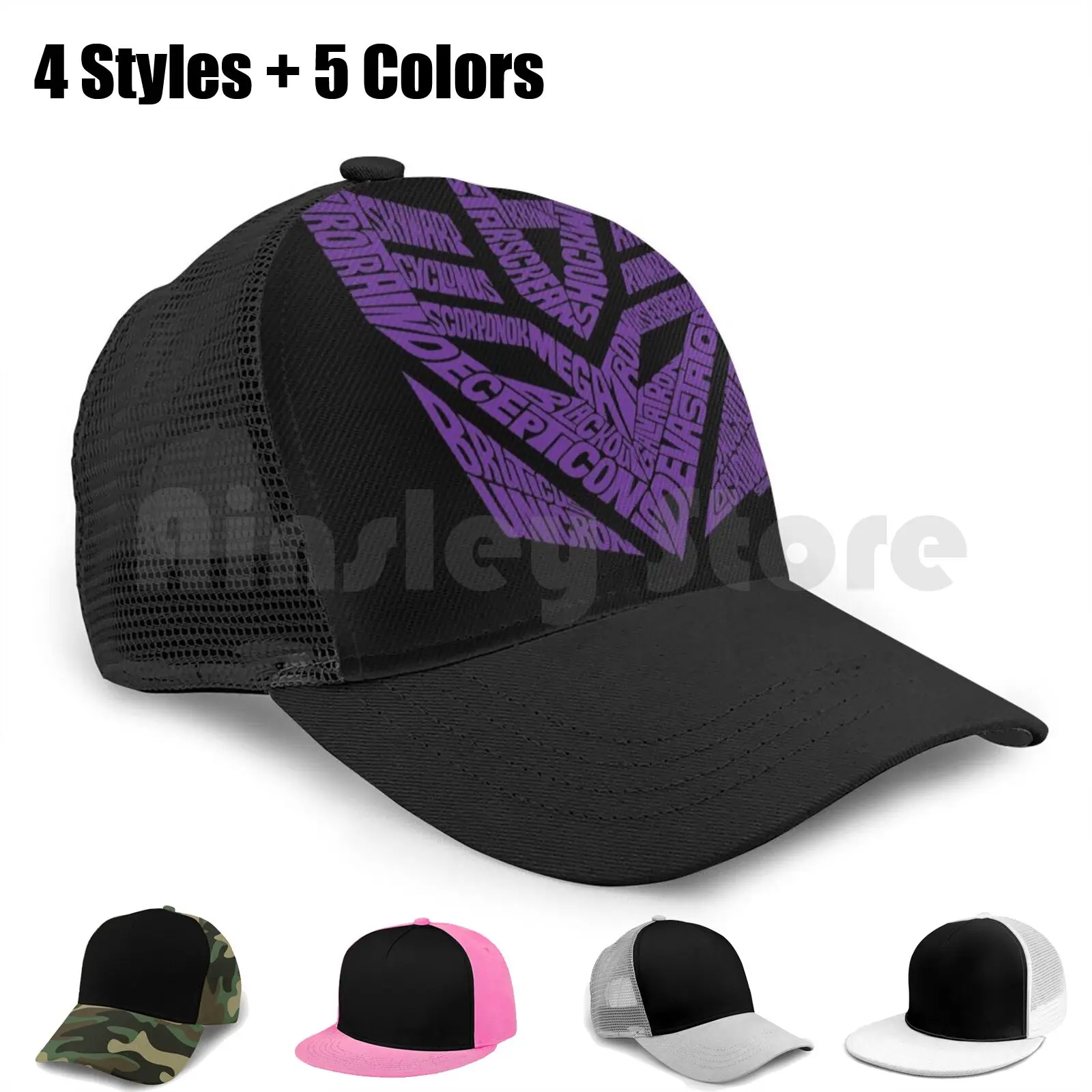 

Decepticons Purple Baseball Cap Diy Mesh Hip Hop Adjustable Autobots Decepticons Comics Typography Seanings Movie Show Pop