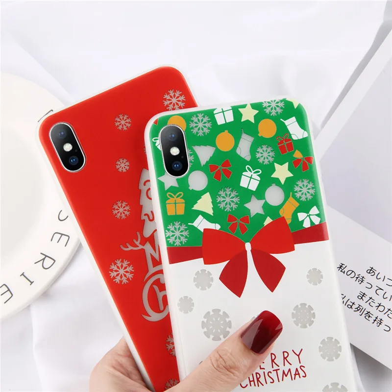 KJOEW мультфильм Рождество светящийся чехол для телефона iPhone 11 Pro Max XR X Xs 7 8 6 6S Plus