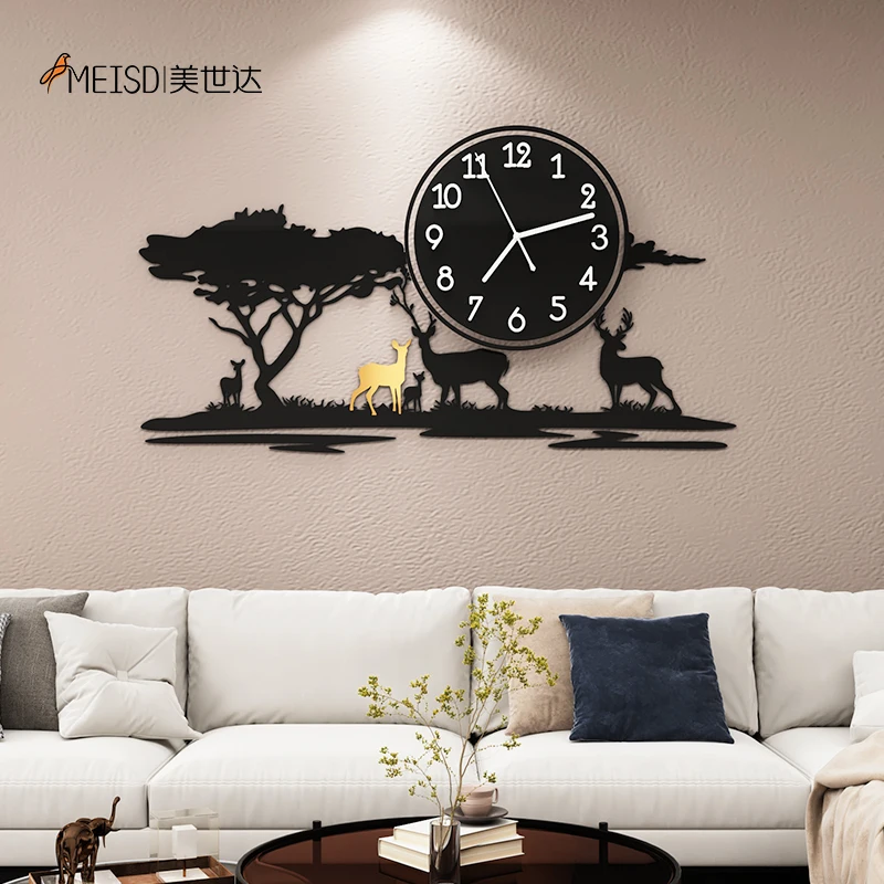 

MEISD Wall Clock Large Home Interior Self Adhesive Wall Watches Stickers DIY House Decorative Big Black Horloge Free Shipping
