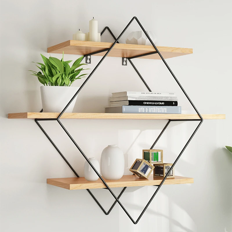 

Metal Wall Shelf Three-tier Wood Wall Storage Shelf Rack Iron Craft Storage Rack Wall Decor Holder Decorative Wall Shelves