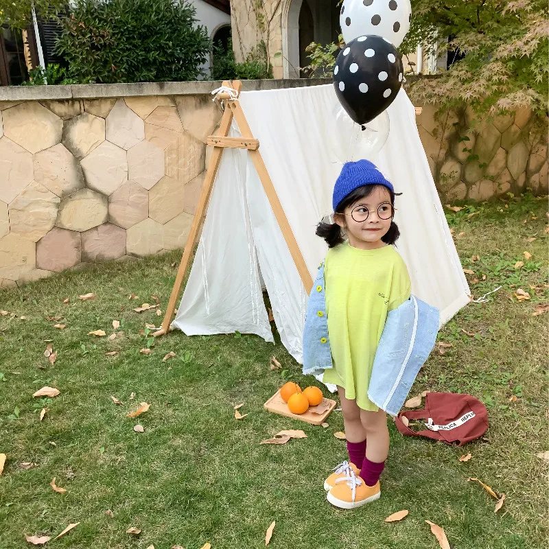 2020 модная футболка с разрезом для девочек платье Детские хлопковые длинные