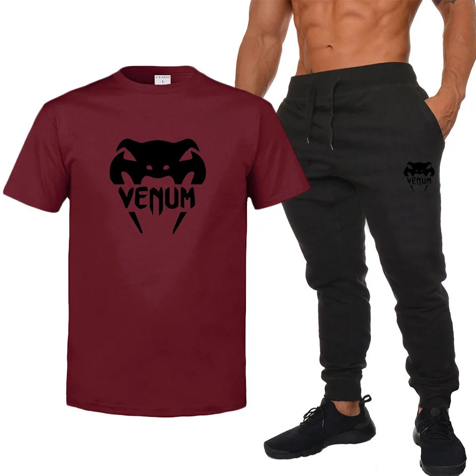 

2021 men's casual sport suit T-shirt + pants Loose and comfortable two-piece outfit Customizable pattern
