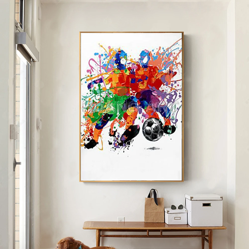 Абстрактный стиль игра в футбол мальчики картина маслом на холсте высокие навыки