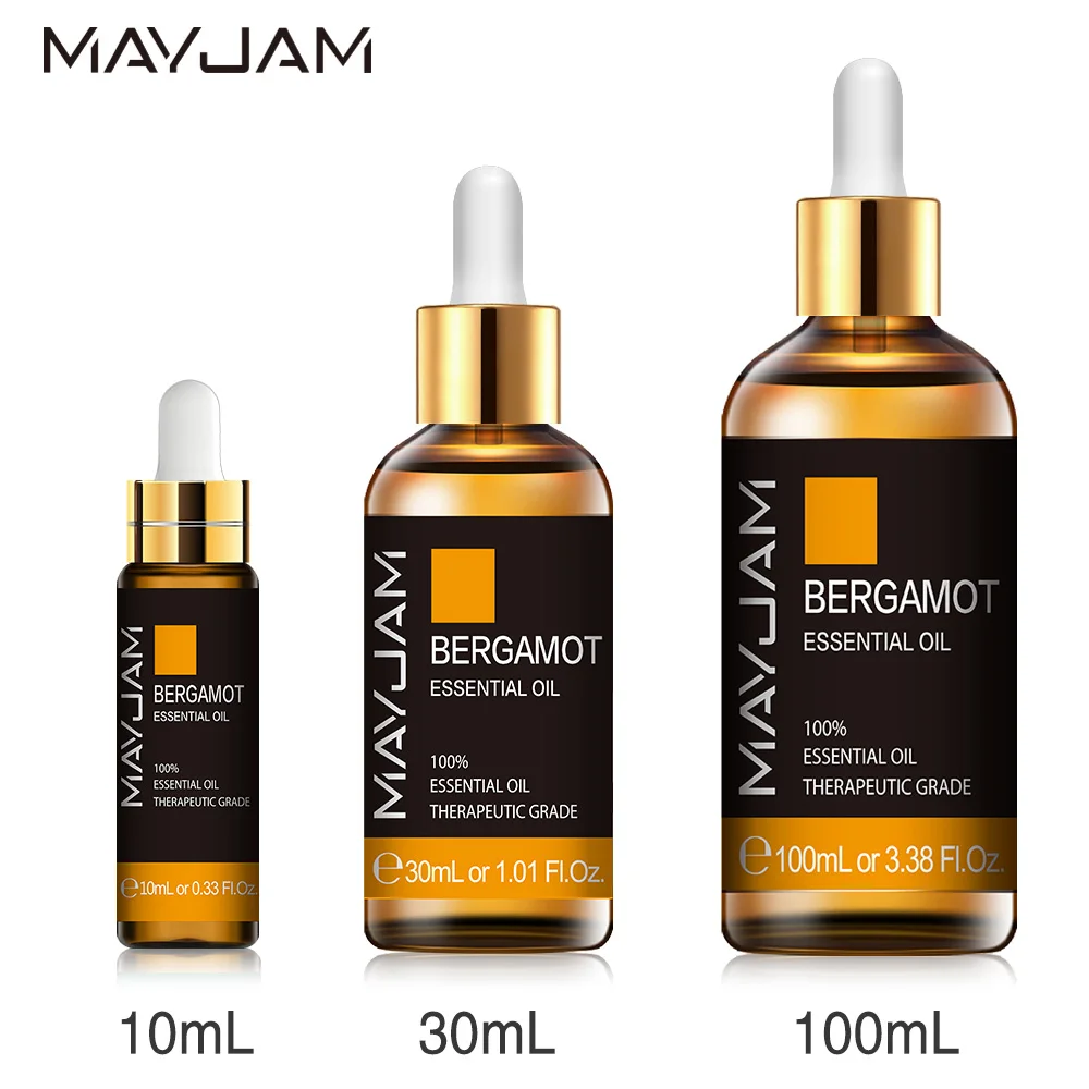 

10ml 30ml 100ml Bergamot Essential Oil 100% Natural Citrus Essential Oils Office Relief Anxiety Diffuser Aroma Oil with Dropper
