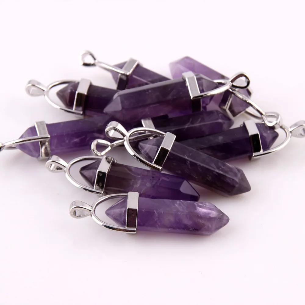 10 шт. Аметист Природный Смешанные Камни Камень Точка Гексагональной Фиолетовый