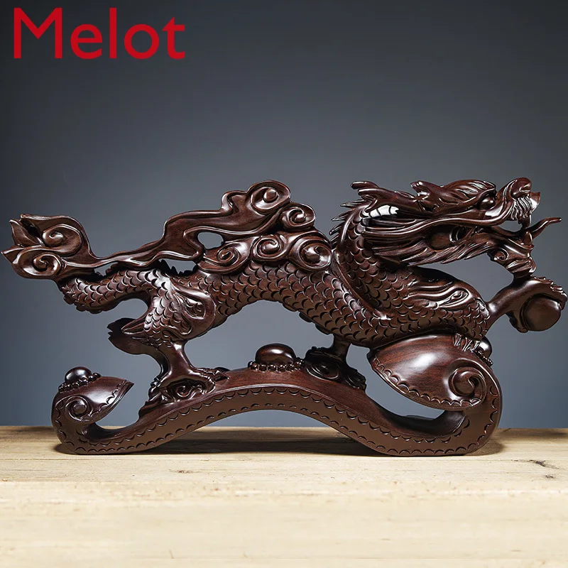 

Blackwood Carving Dragon Decoration Phoenix Ruyi Solid Wood Quality Zodiac Dragon Living Room Decoration Creative