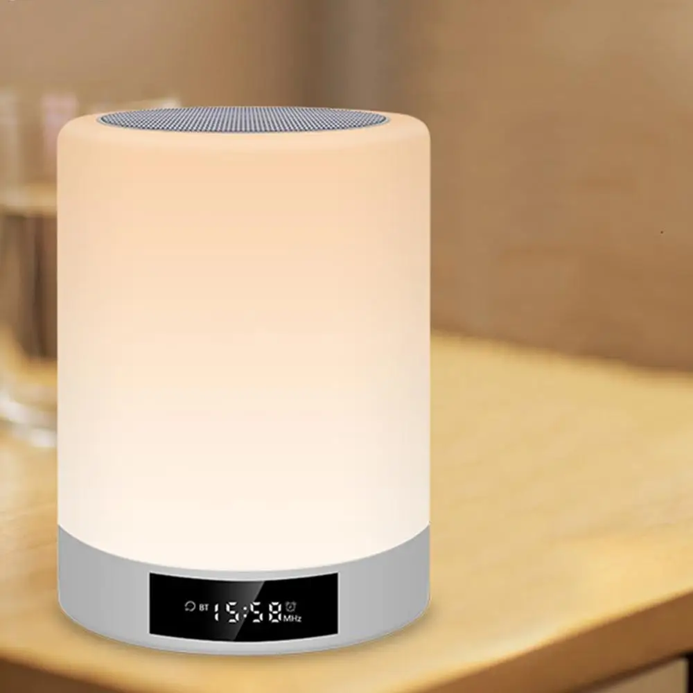 Беспроводной Bluetooth динамик миниатюрный светодиодный ночник с будильником