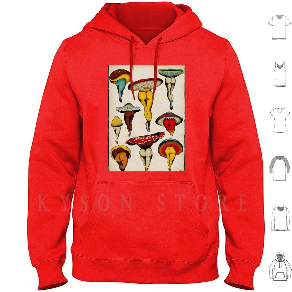 

Mushroom Hot Sexy Tatto Hoodie long sleeve Cotton Sexy Mushrooms Cute Tattoo Flash Cute Mushroom