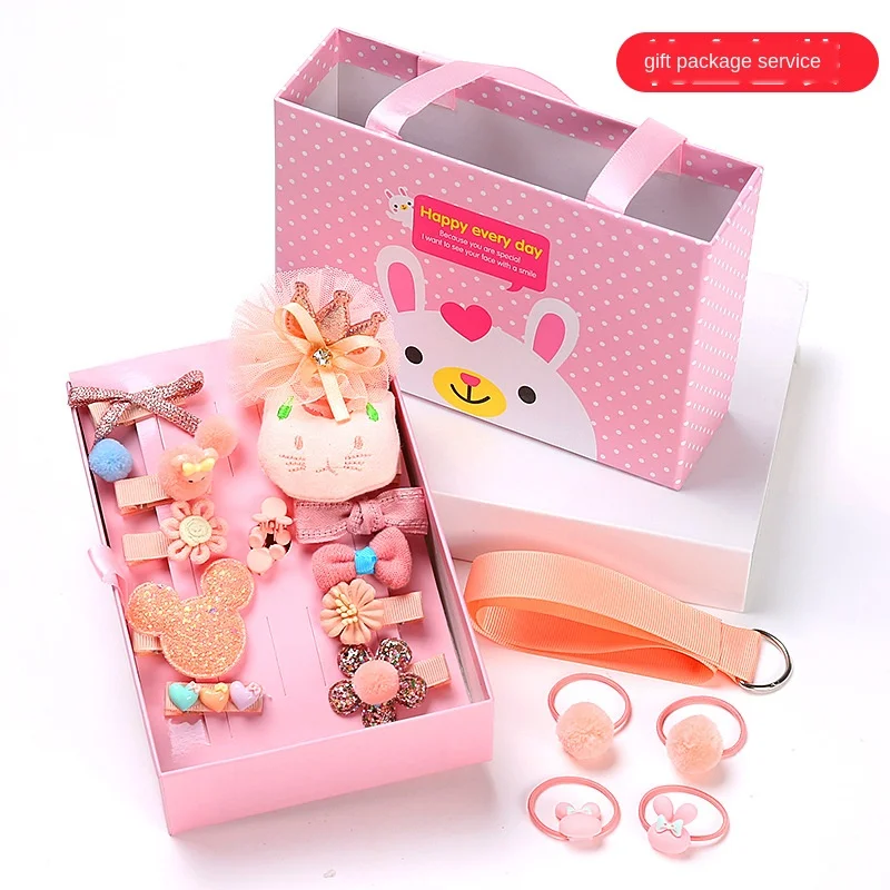 Детский разноцветный бант с милым кольцом в подарочной коробке набор из 18 шт.