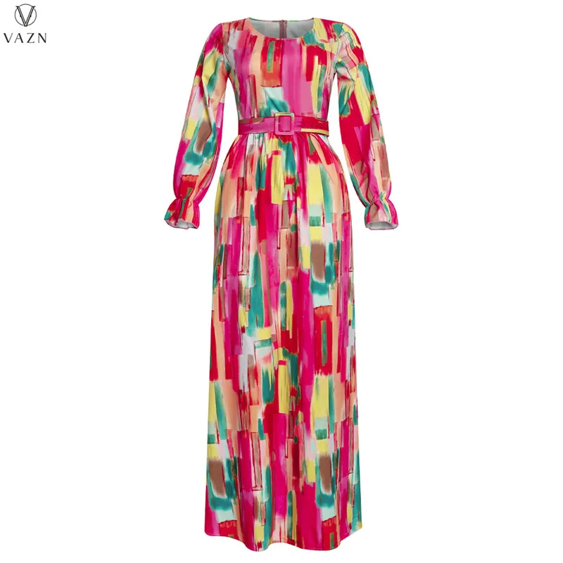 Женское шифоновое платье-макси с длинным рукавом свободного покроя