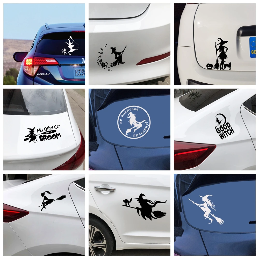 Милые автомобильные наклейки ведьмы для украшения кузова автомобиля и окна