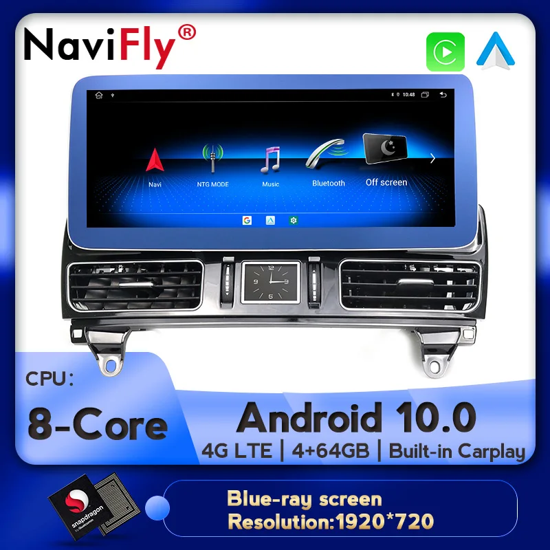 

12.3" Blu-Ray Screen Android 10.0 Car DVD Player GPS For Benz ML NTG4.5 Carplay+Auto 1920*720P 4G+64G 4G LTE DSP