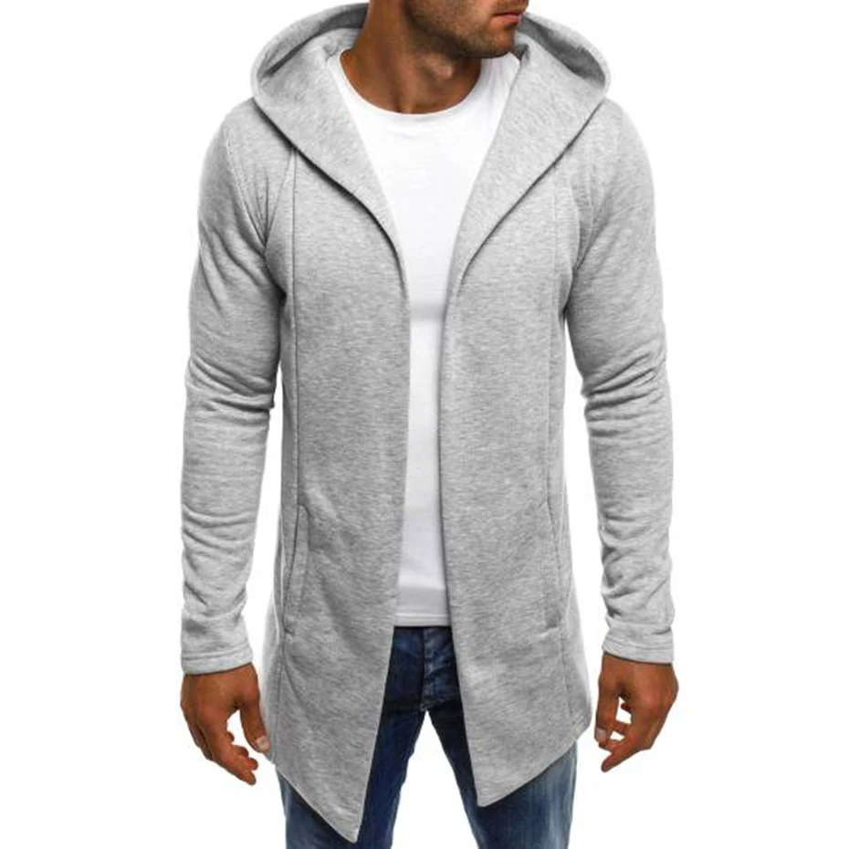 

ZOGAA Mens Hooded Sweatshirt Men's Solid Long Cardigan Hoodies Streetwear Men Casual Autumn Slim Fit Jacket Coat Male Clothing